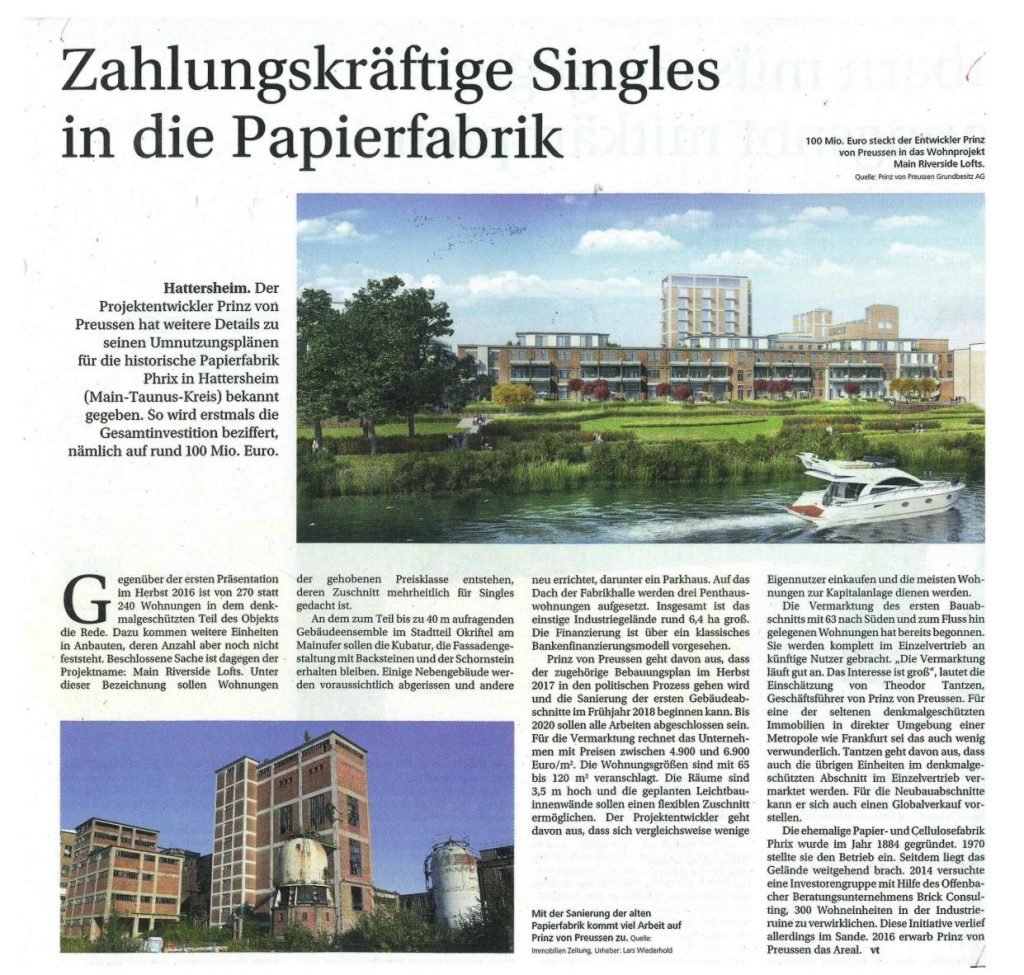 Zahlungskräftige Singles in die Papierfabrik